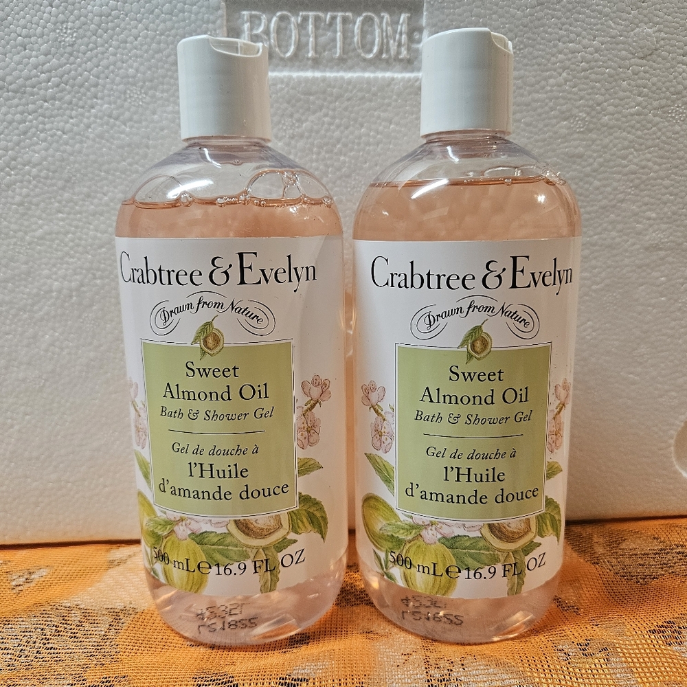 Crabtree & Evelyn Sweet Almond Oil Bath & Shower Gel 500ml 16.9 Fl Oz - Lot Of 2